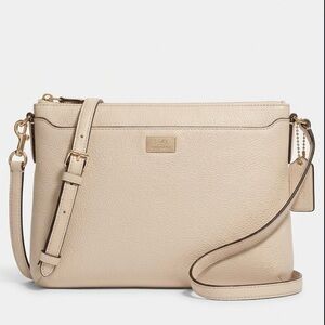 Coach Pebbled Leather Crossbody in Light Cream with Gold Hardware